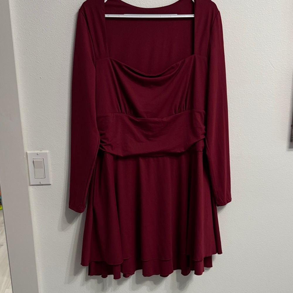 OYS Burgundy TikTok viral Long Sleeve Dress! Size XL